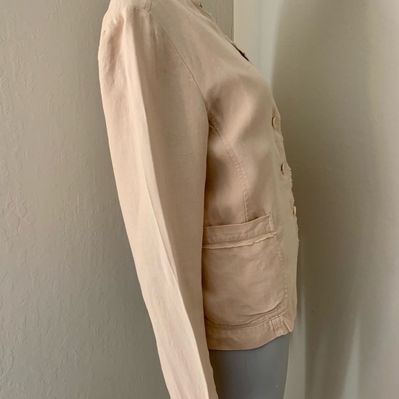EILEEN FISHER 100% Linen Blazer Beige Blush Lightweight Button Front Size S - Picture 10 of 16